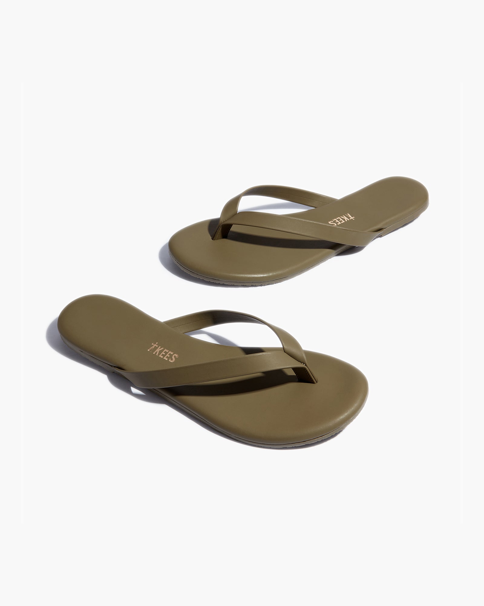 TKEES Boyfriend Vegan Women's Flip Flops Green | YVJMCZ-701