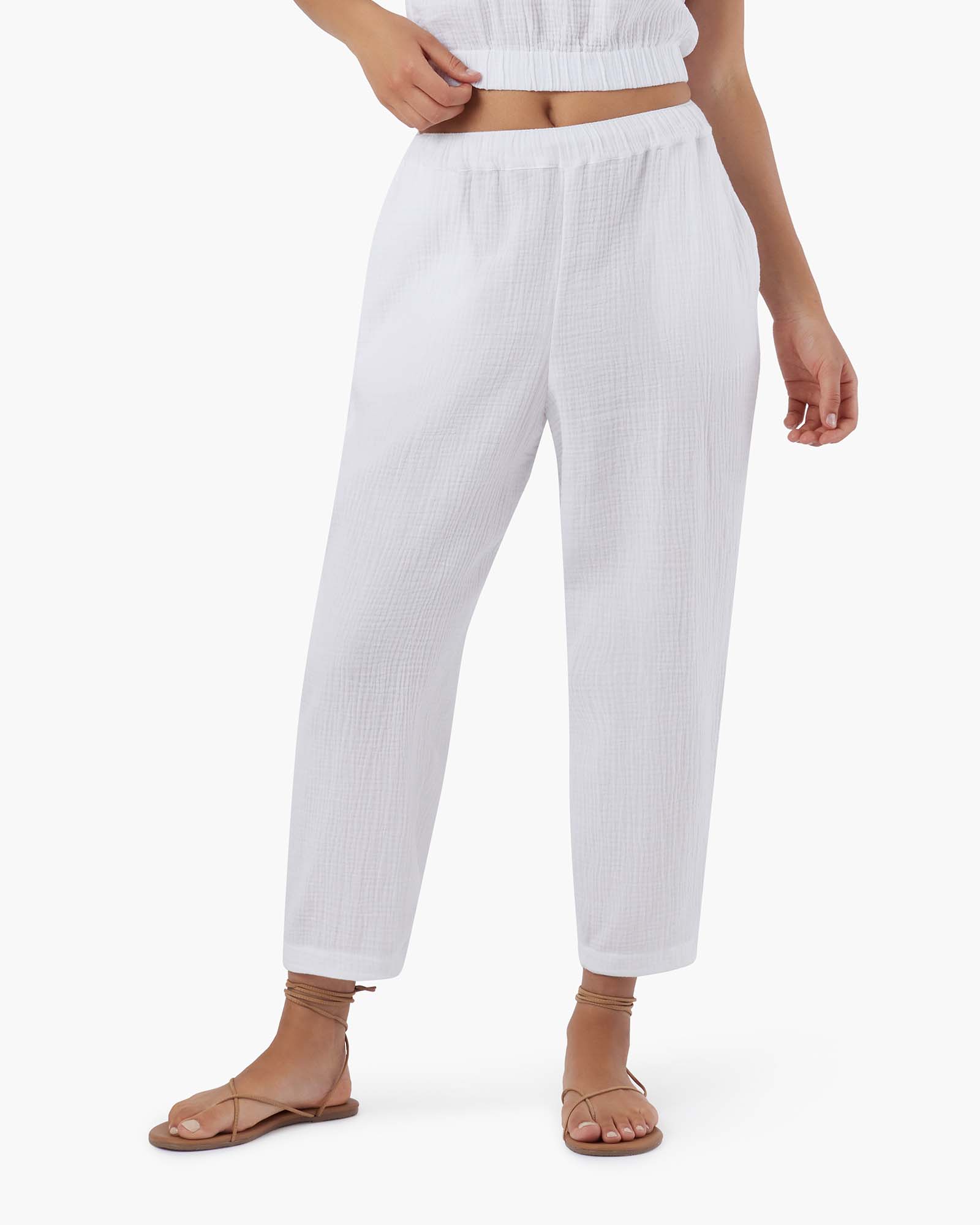 TKEES Gauze Women's Pants White | HECIWZ-029