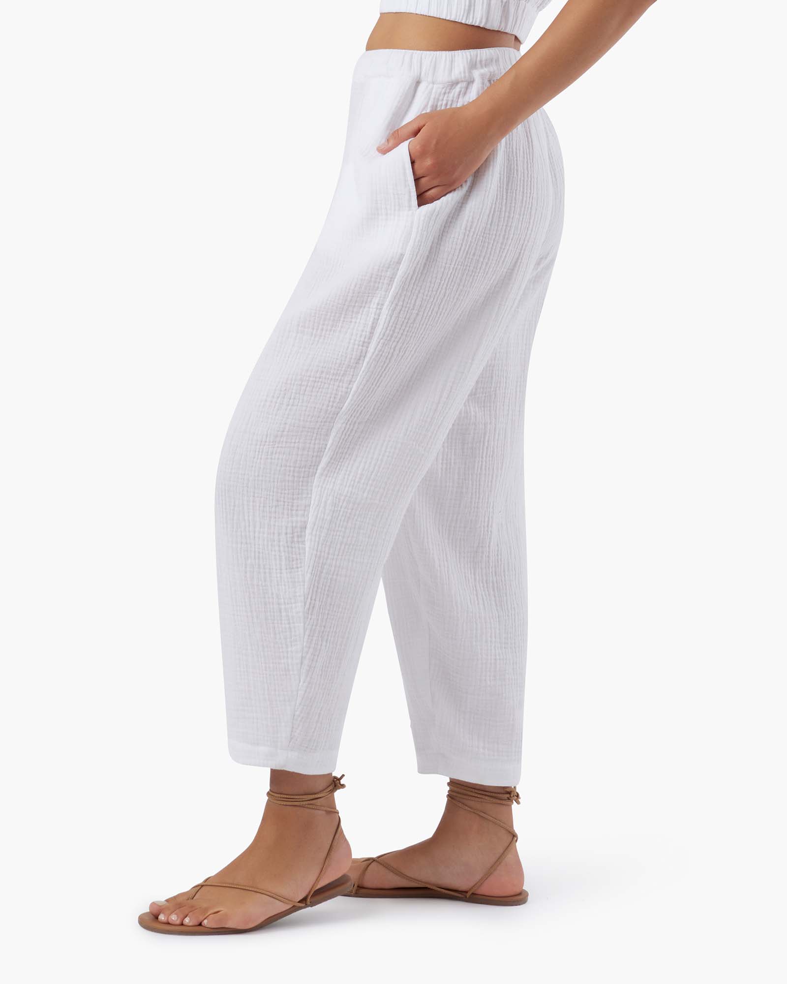 TKEES Gauze Women's Pants White | HECIWZ-029