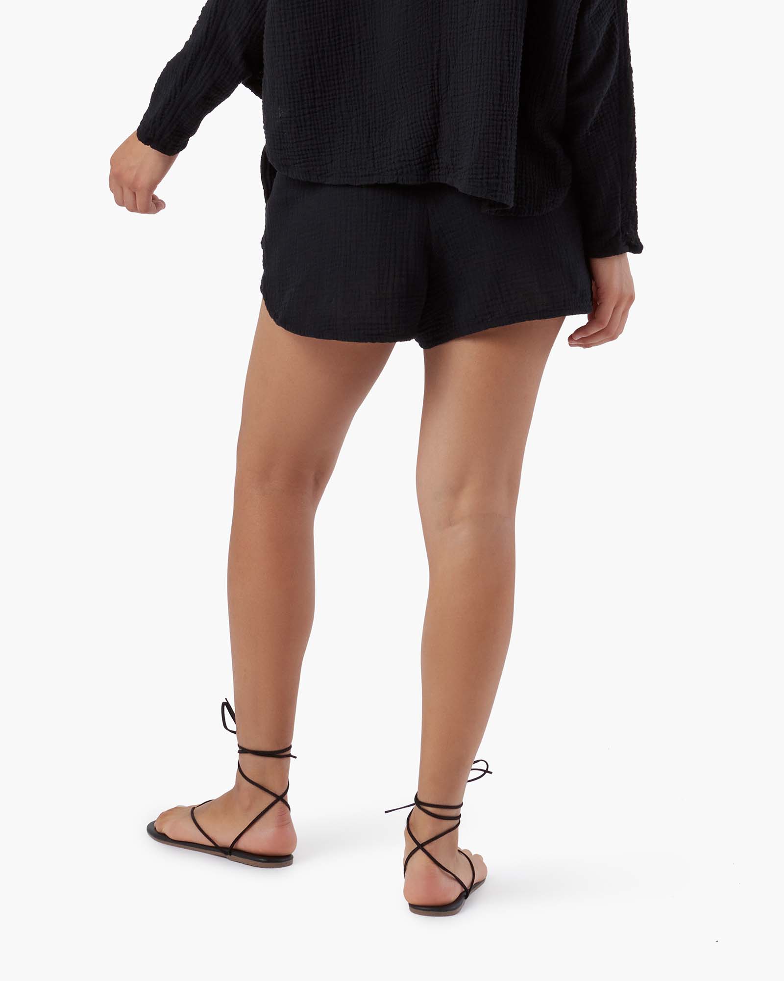 TKEES Gauze Women's Shorts Black | BOUCMG-570