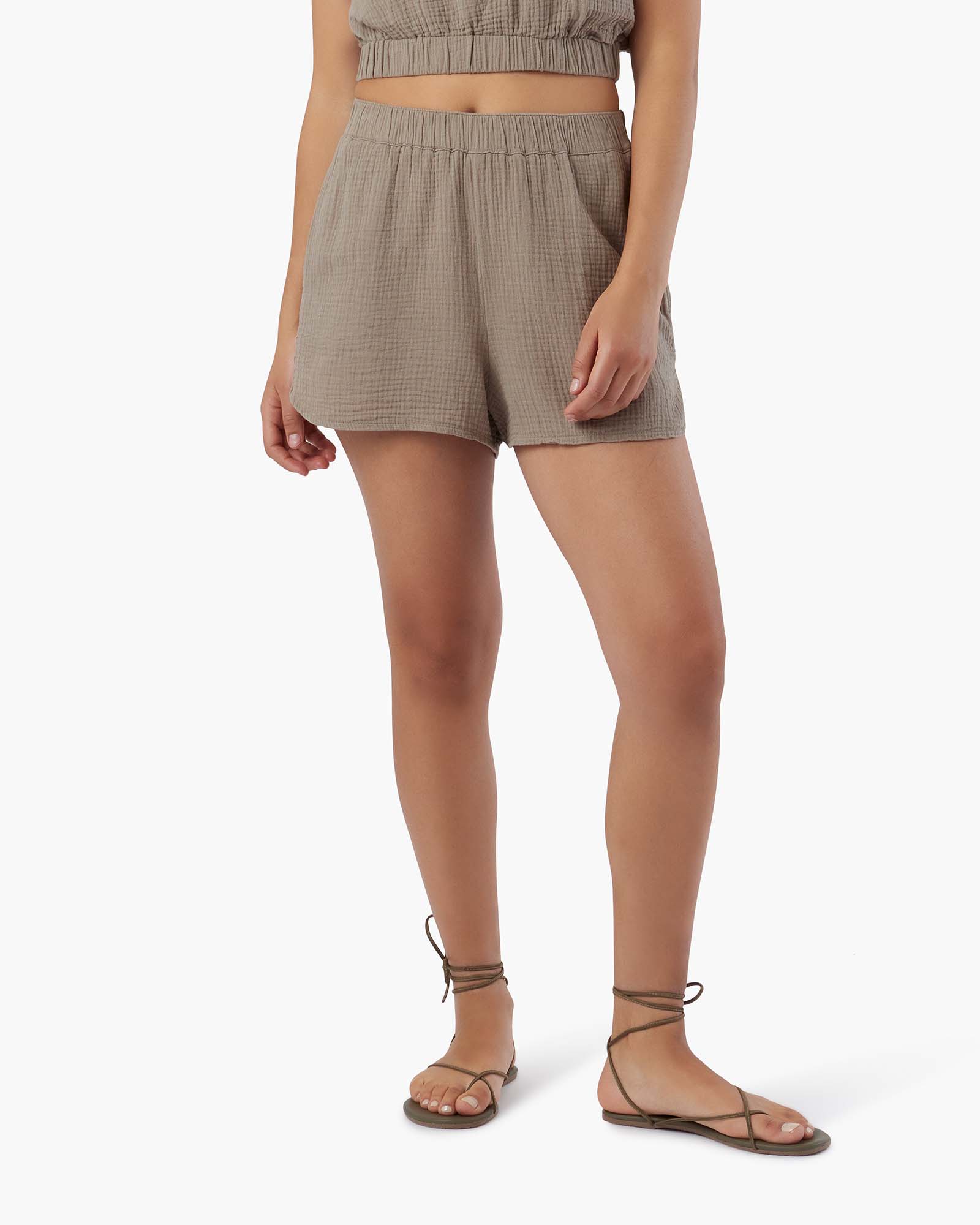 TKEES Gauze Women's Shorts Brown | OPHGWV-652