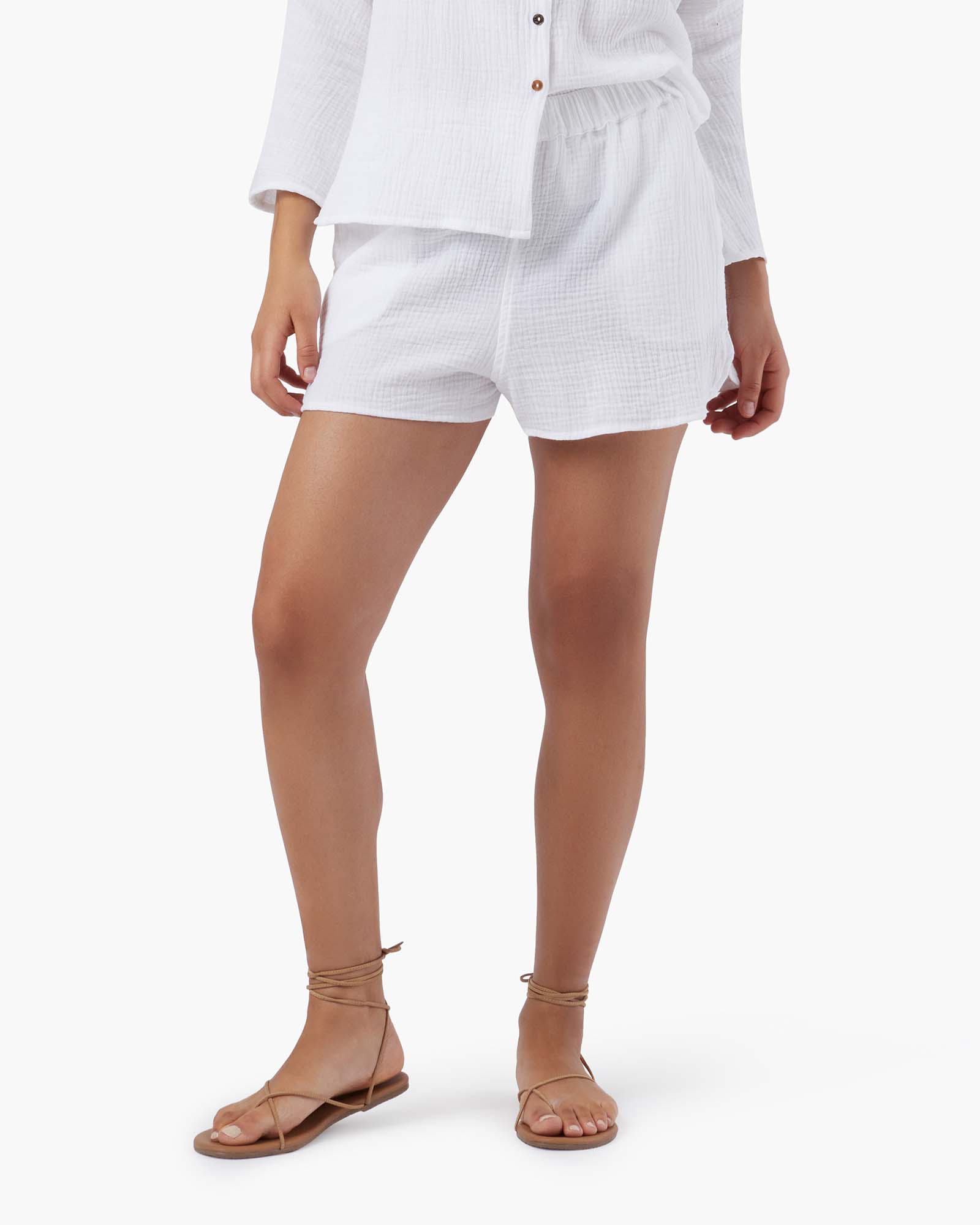 TKEES Gauze Women's Shorts White | ZFUIME-250