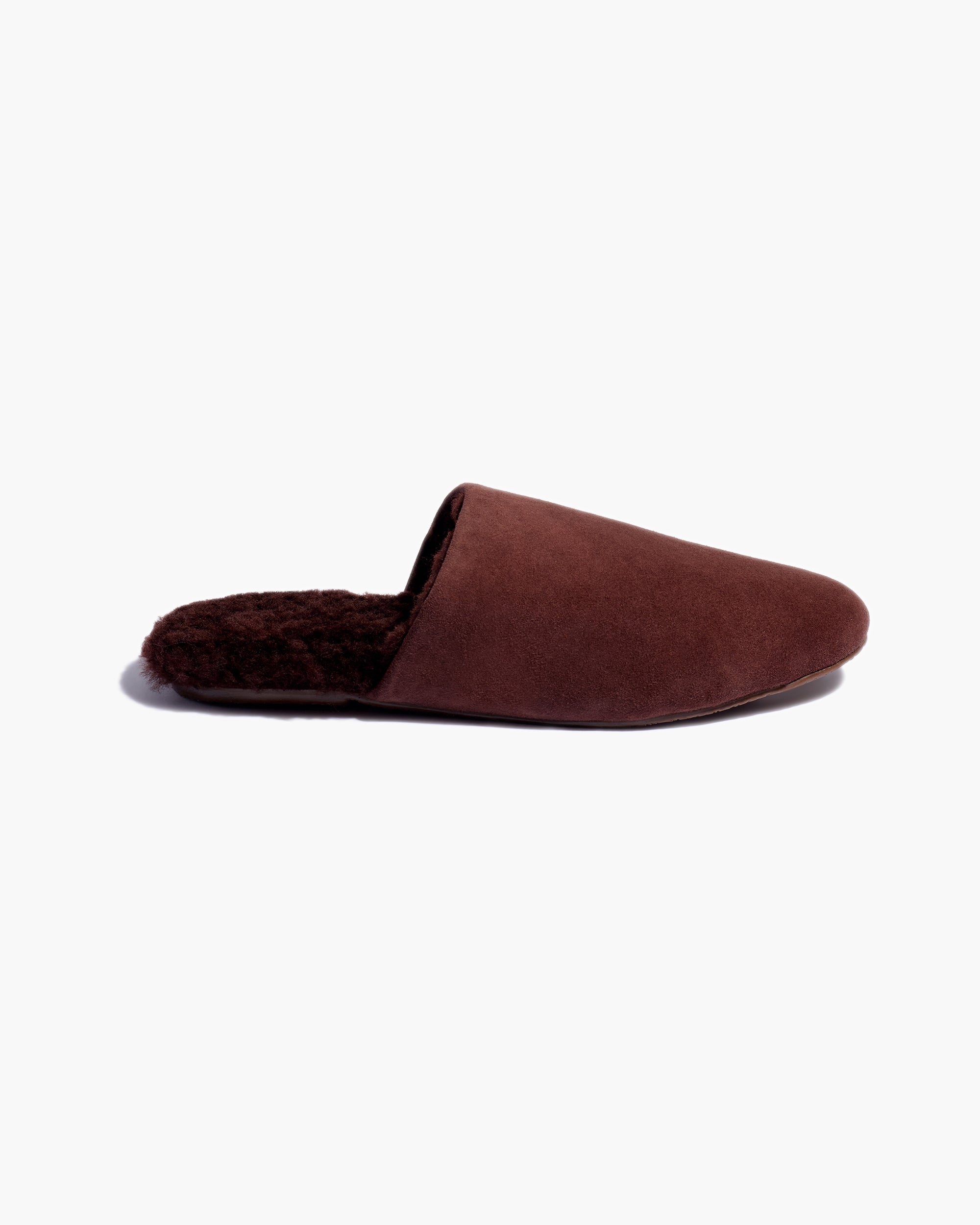 TKEES Ines Shearling Women's Slides Chocolate | WYGHRB-195