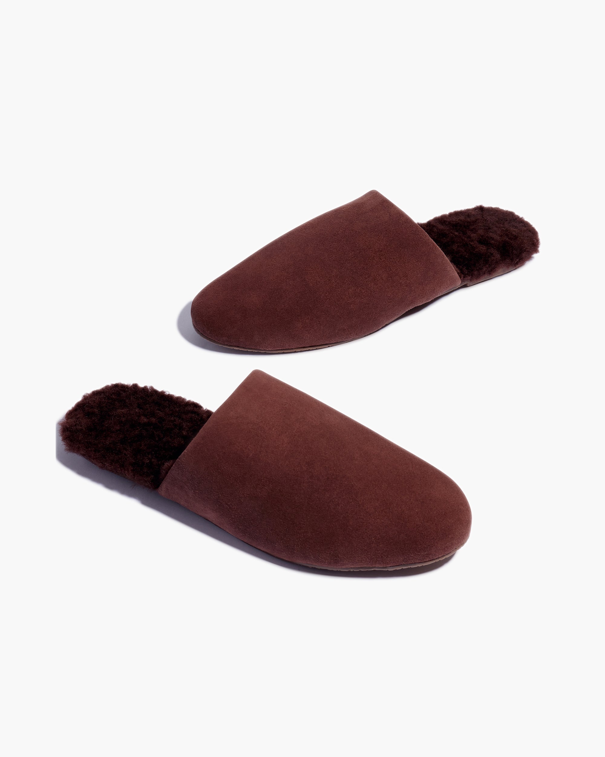 TKEES Ines Shearling Women's Slides Chocolate | WYGHRB-195