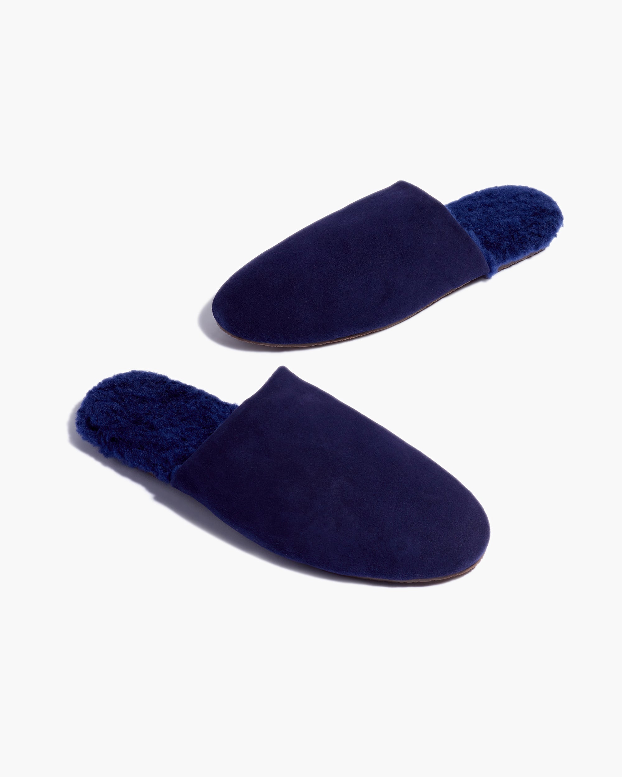 TKEES Ines Shearling Women's Slides Navy | XFKEWY-906