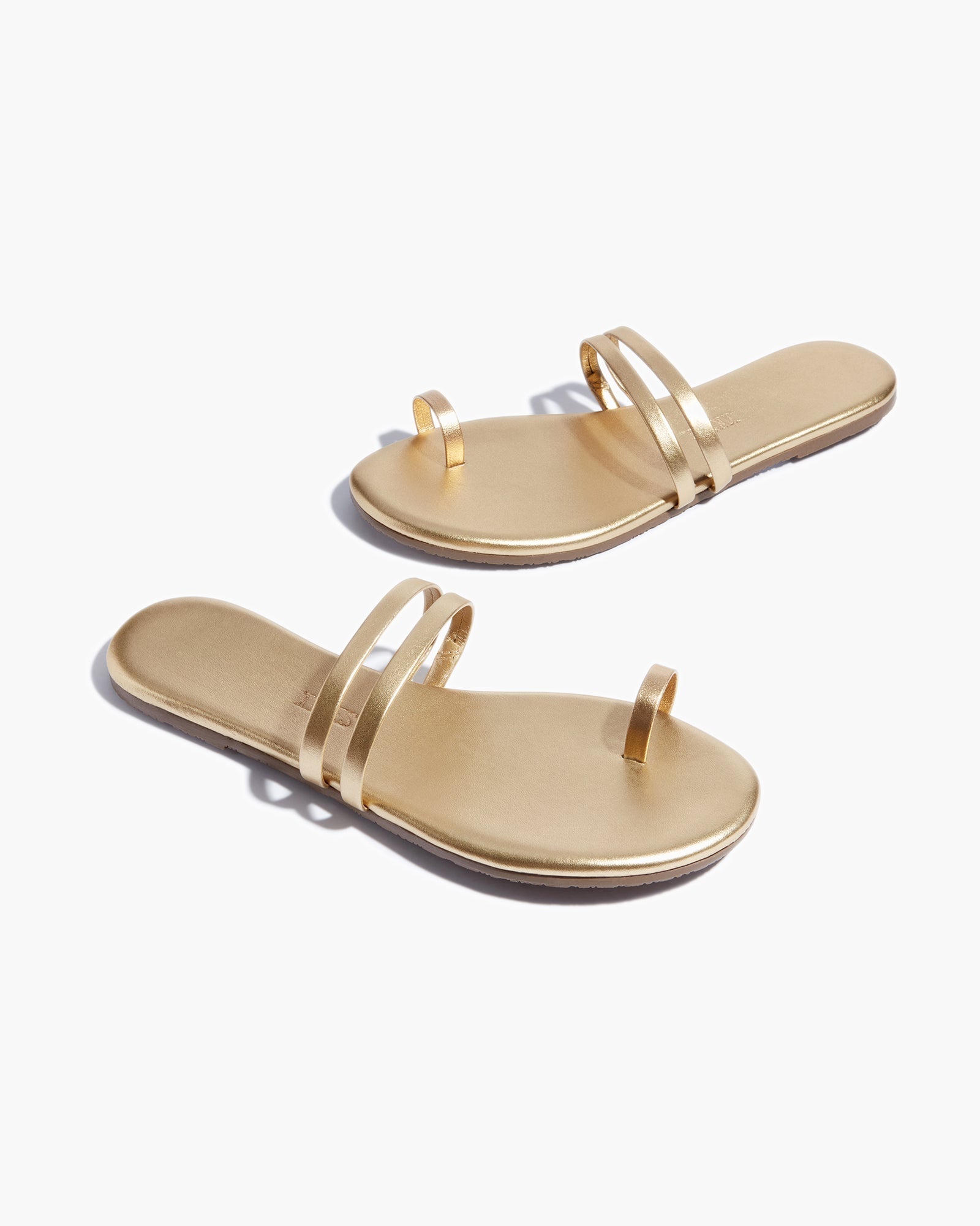 TKEES Leah Metallics Women's Sandals Gold | DLOQGS-768