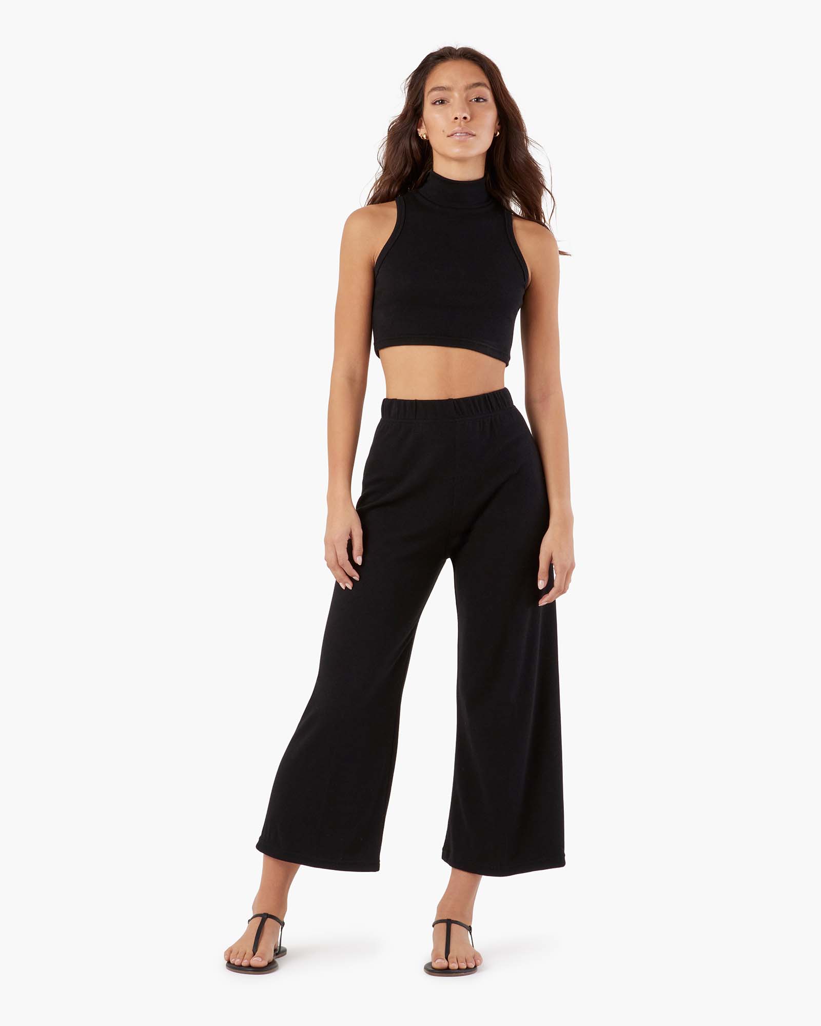 TKEES Light Rib Culotte Women's Pants Black | BSZJGD-574