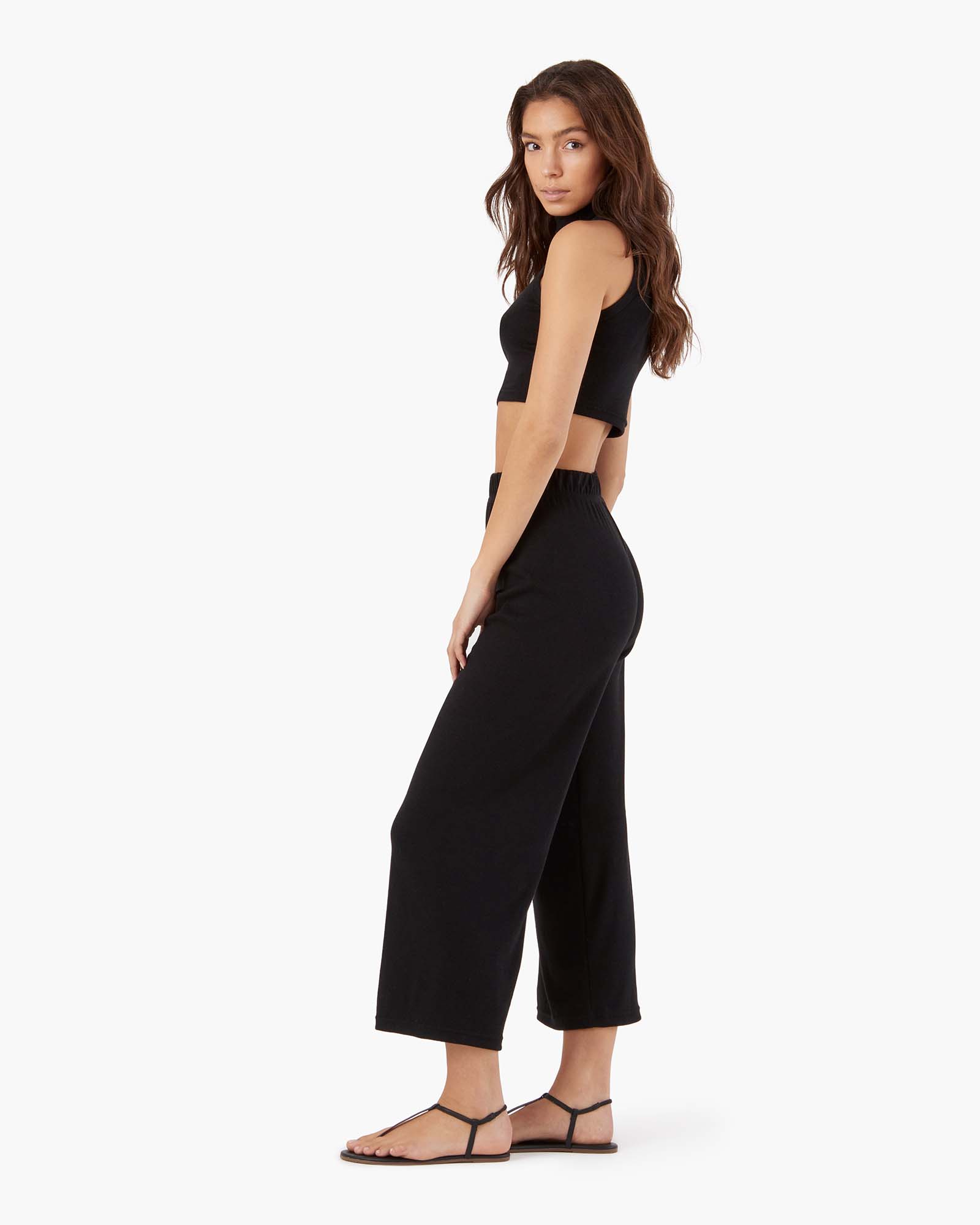 TKEES Light Rib Culotte Women's Pants Black | BSZJGD-574