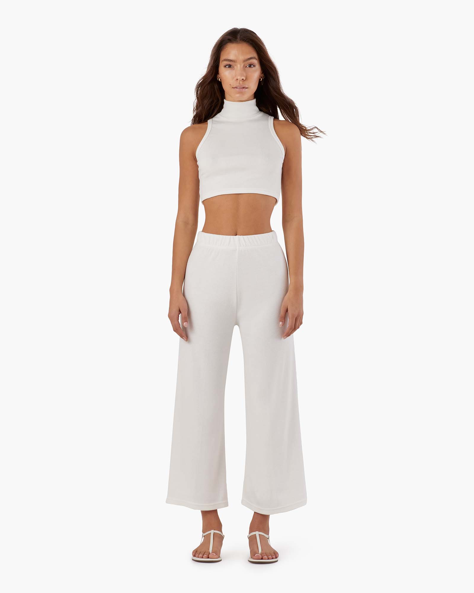 TKEES Light Rib Culotte Women's Pants White | PSNZOU-719