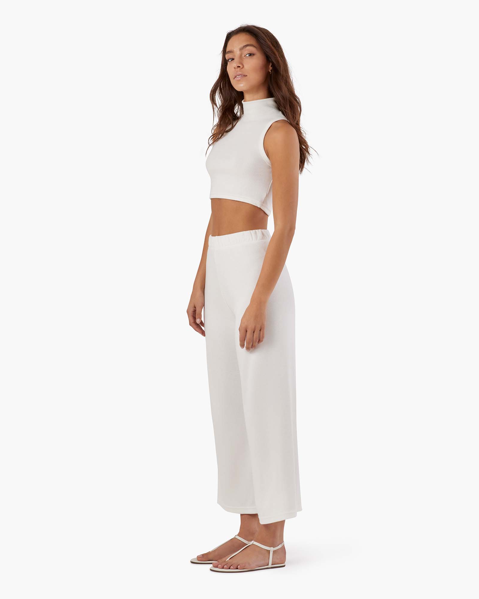 TKEES Light Rib Culotte Women's Pants White | PSNZOU-719