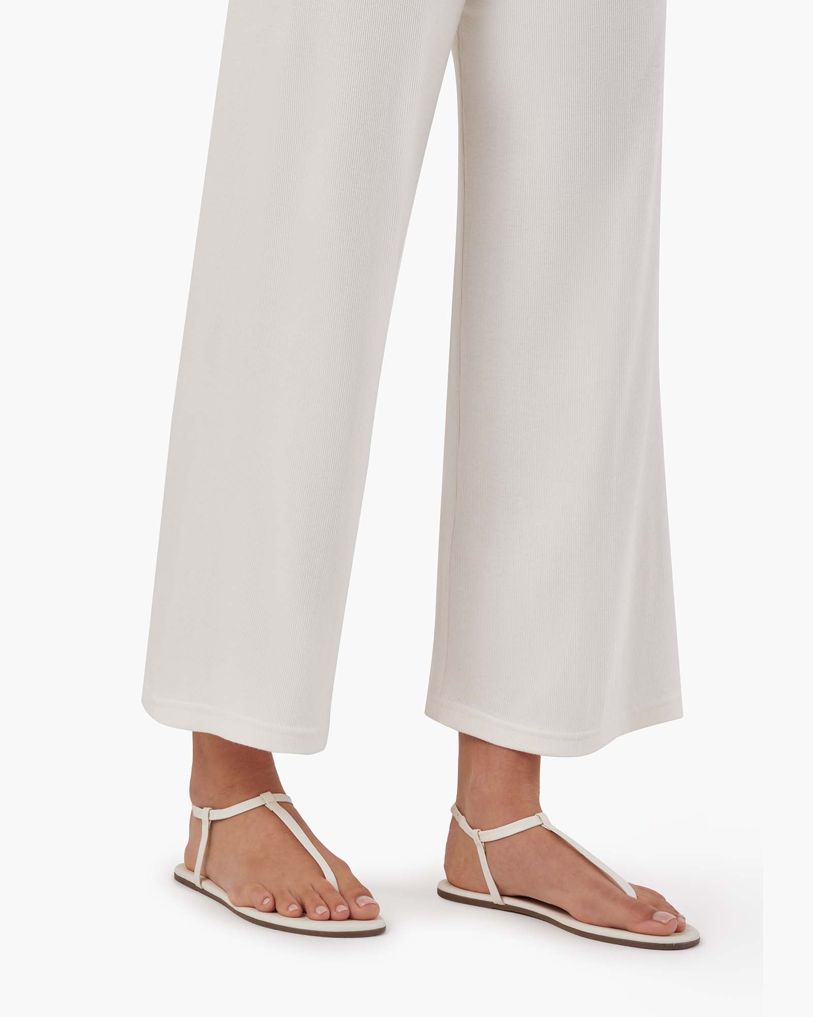 TKEES Light Rib Culotte Women's Pants White | PSNZOU-719