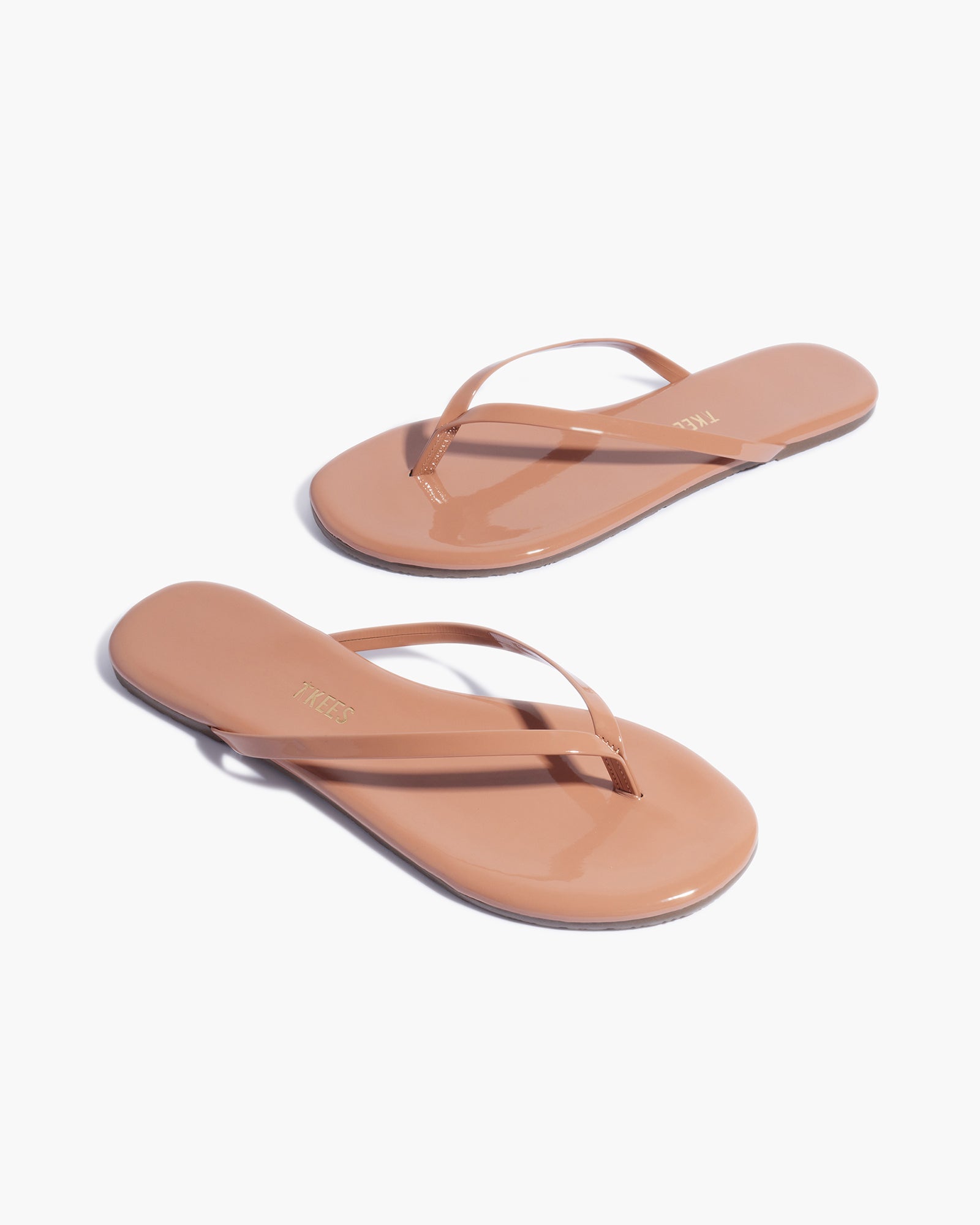 TKEES Lily Glosses Women's Flip Flops Rose Gold | QGOBZT-745