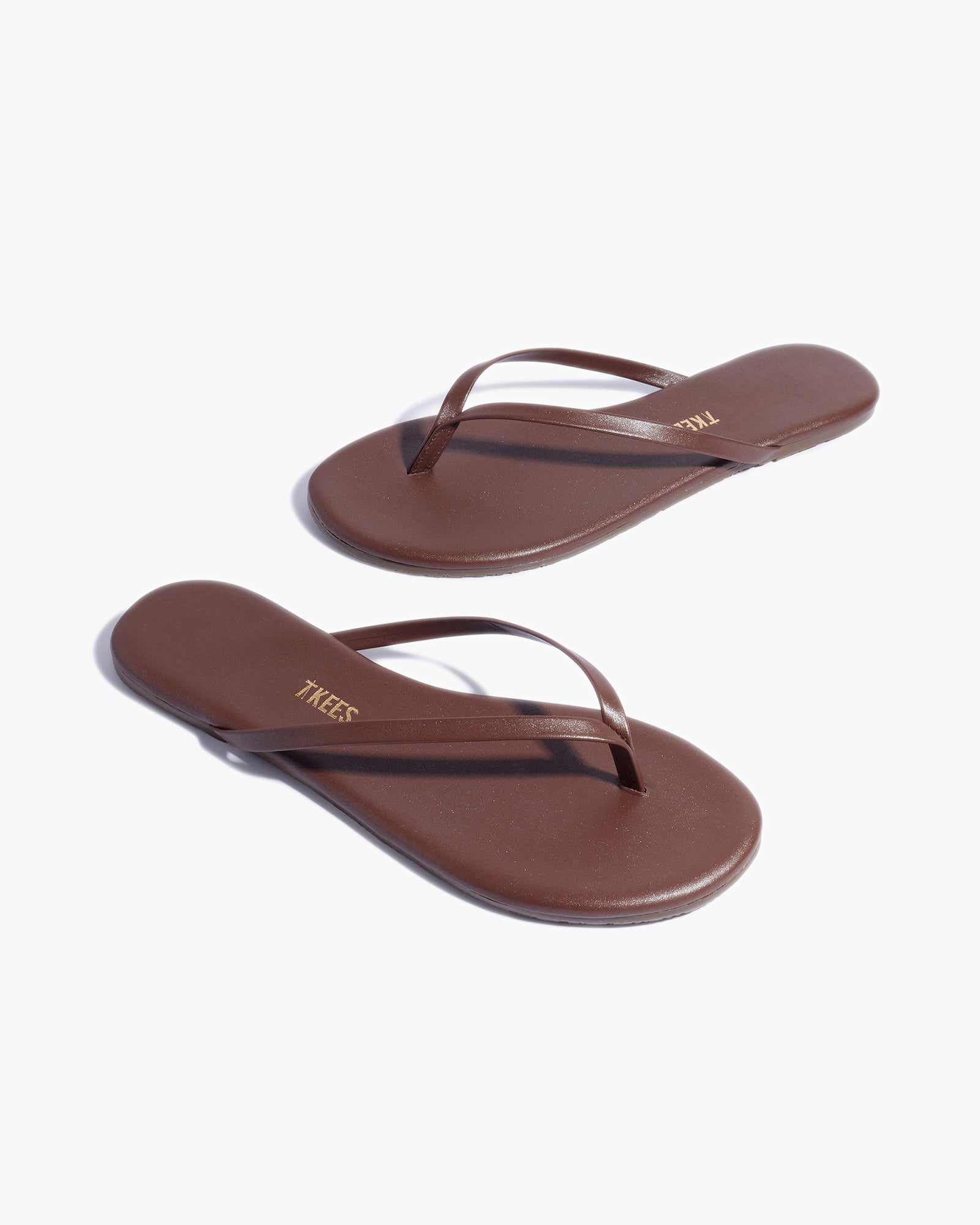 TKEES Lily Shimmers Women's Flip Flops Brown | LHWBXI-873