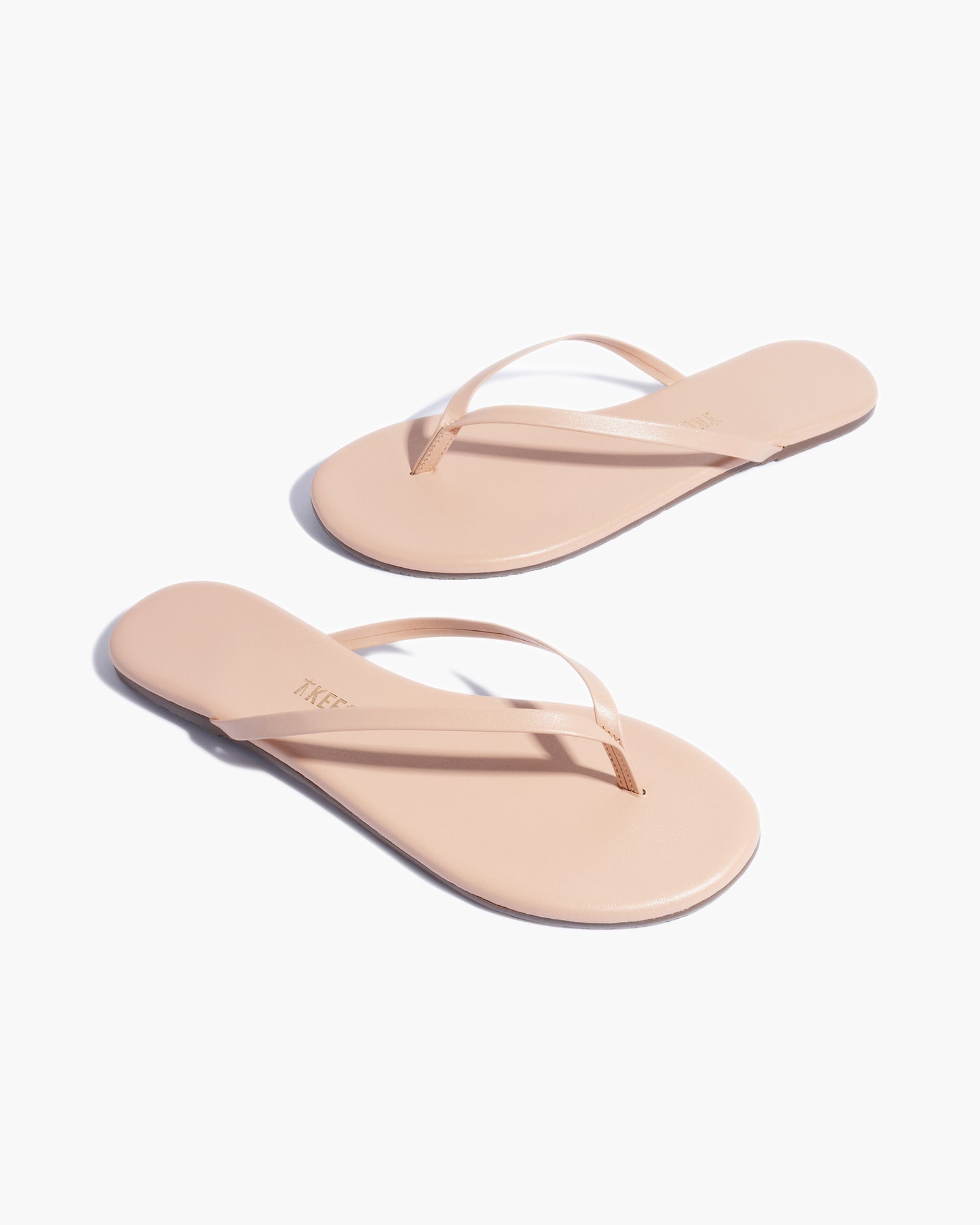 TKEES Lily Shimmers Women's Flip Flops Beige | TDWJFZ-273