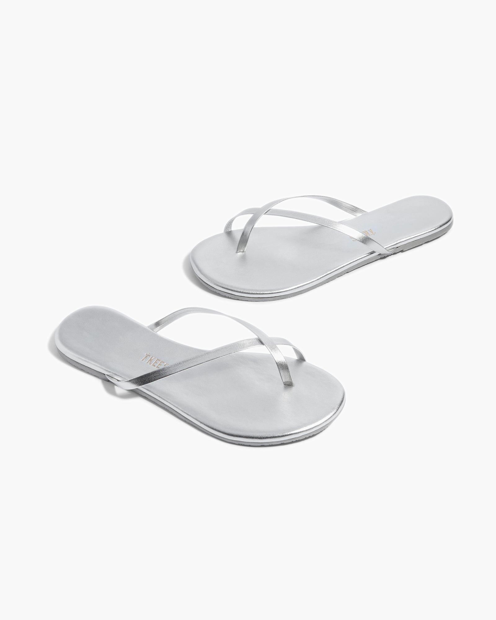 TKEES Riley Metallics Women's Sandals Silver | YVPMHR-048