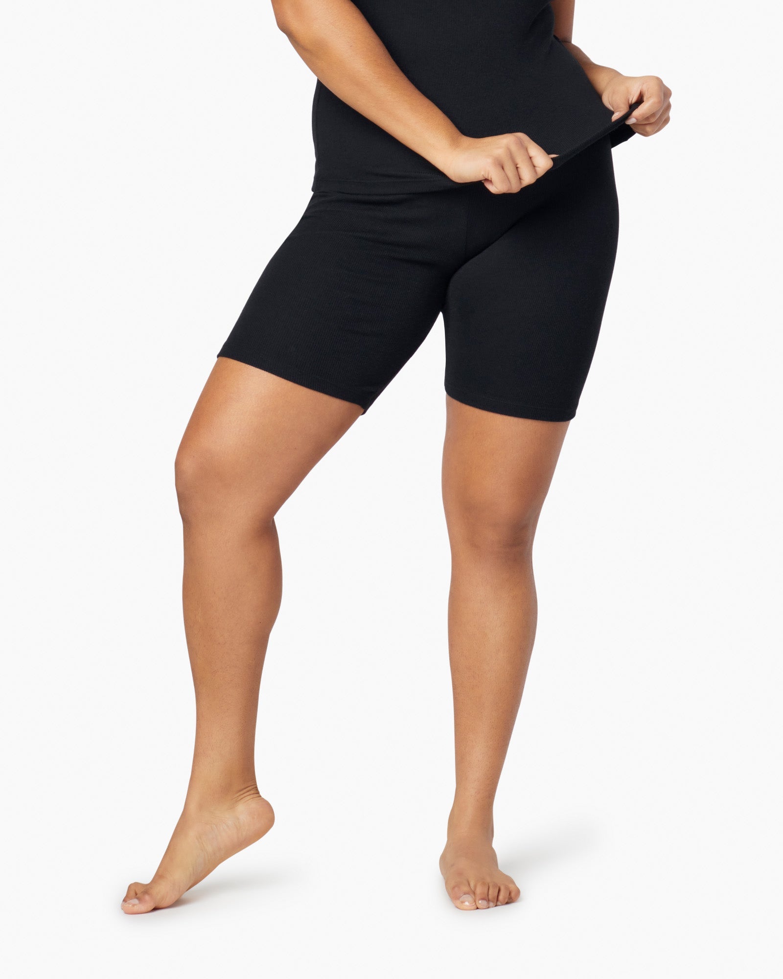 TKEES Super Rib Biker Women's Shorts Black | KPALUB-209