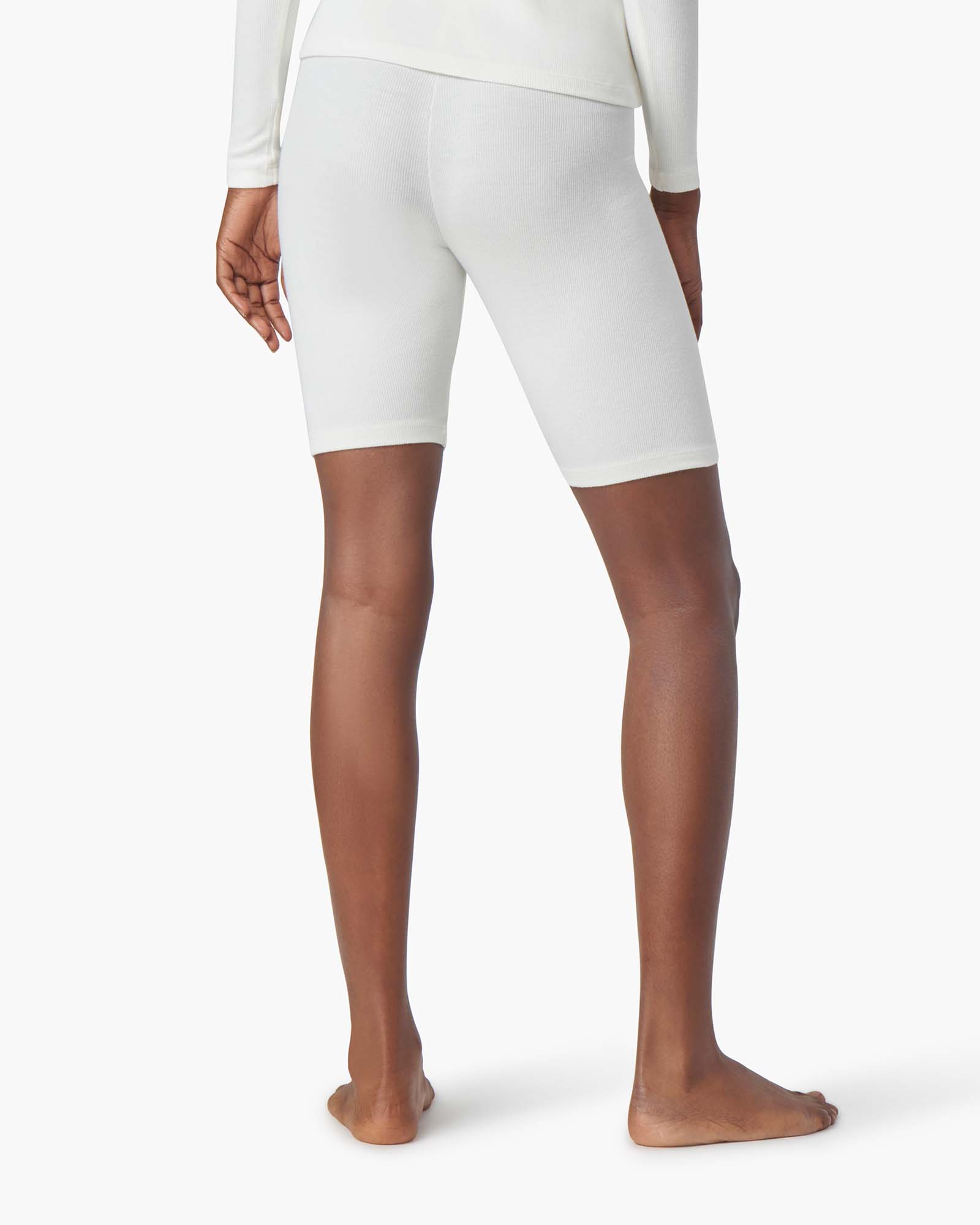 TKEES Super Rib Biker Women's Shorts White | WRJUBK-709