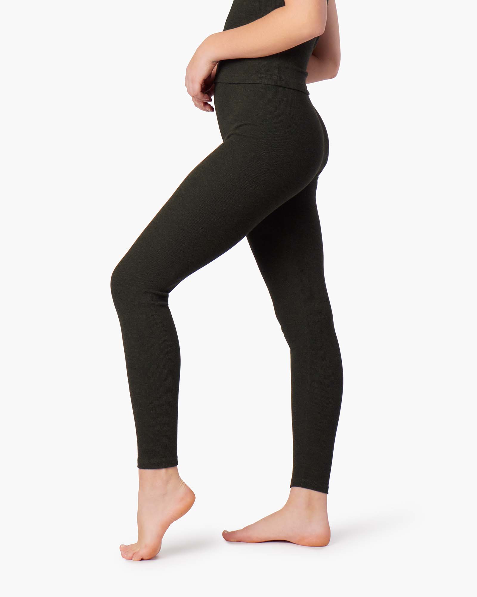 TKEES Super Rib Women's Leggings Black | EUCRYN-798