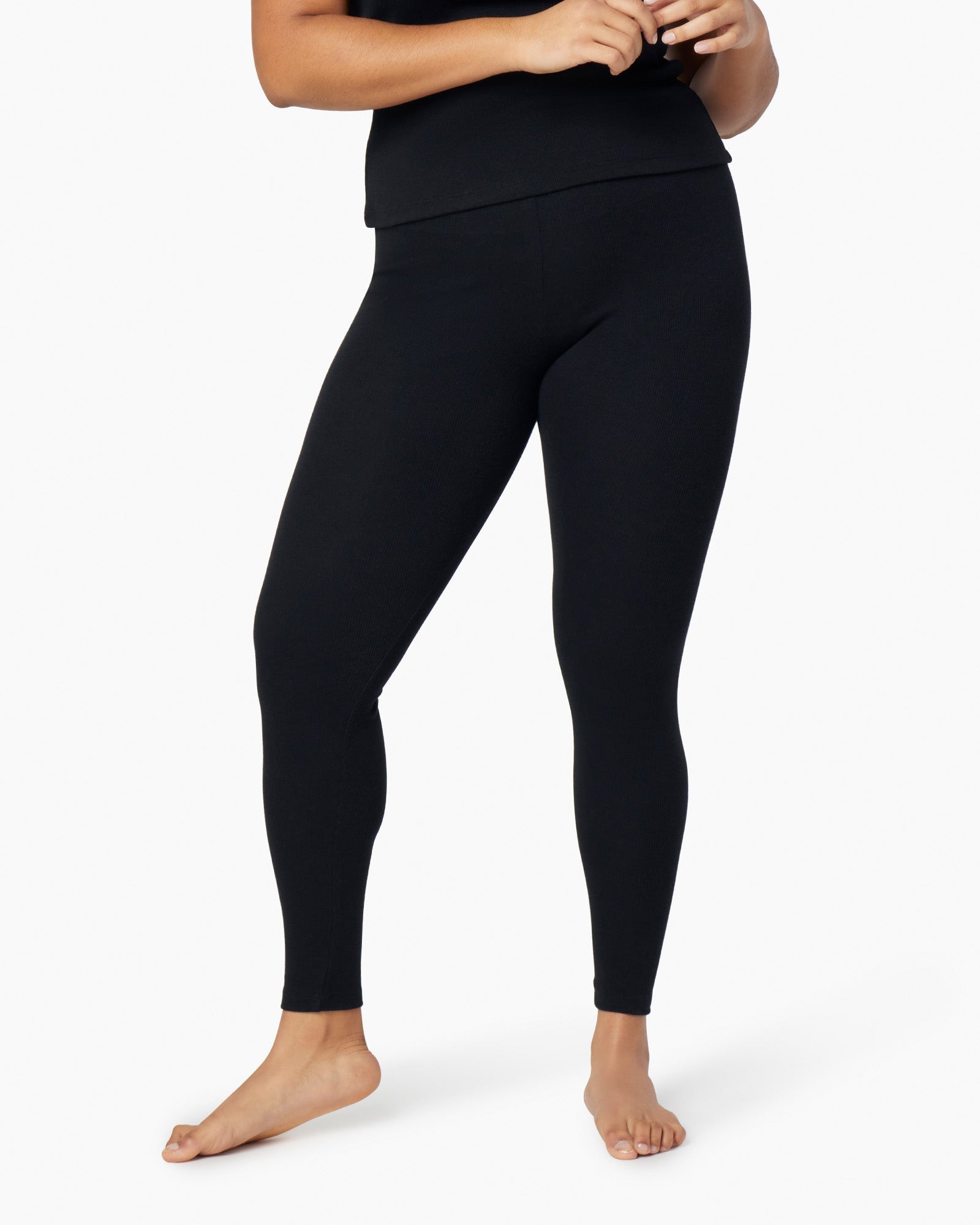 TKEES Super Rib Women's Leggings Black | GKHAJC-317