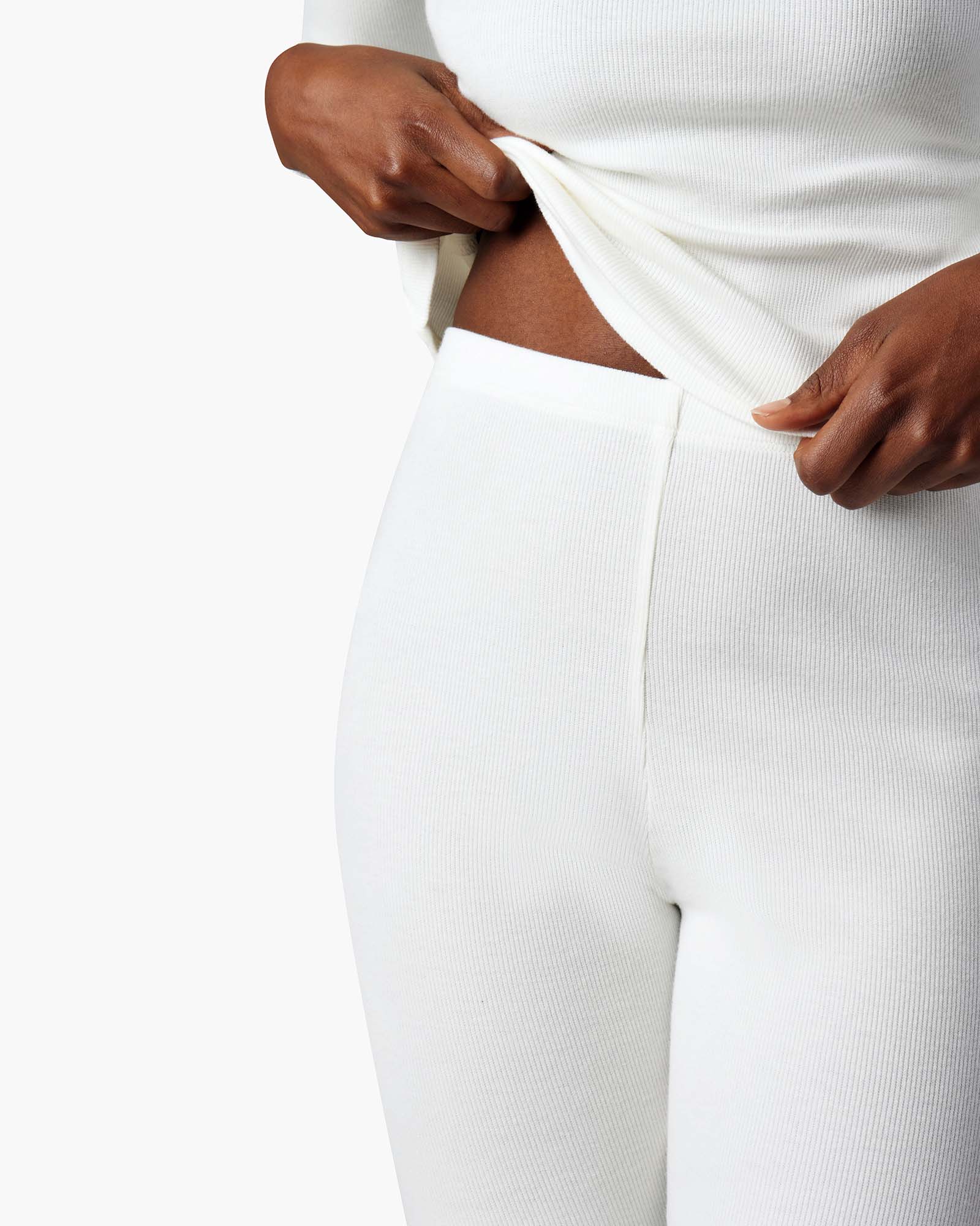 TKEES Super Rib Women's Leggings White | MDCIKP-298